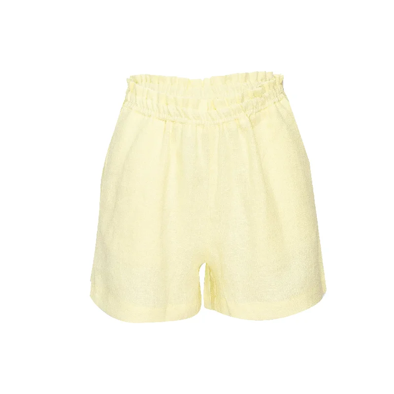 Lemon Yellow Linen Shorts