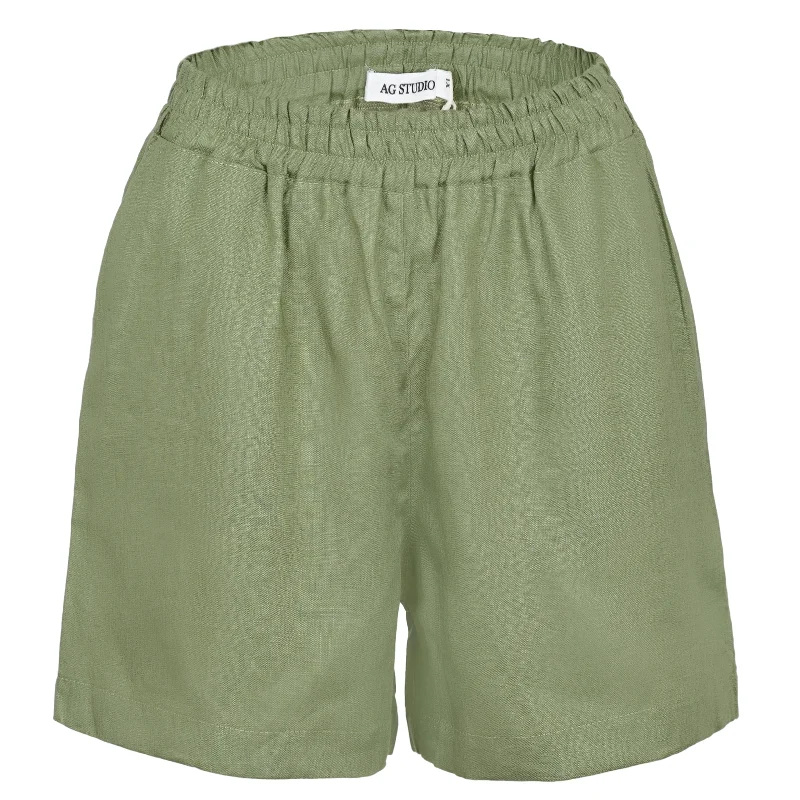 Olive Linen Shorts